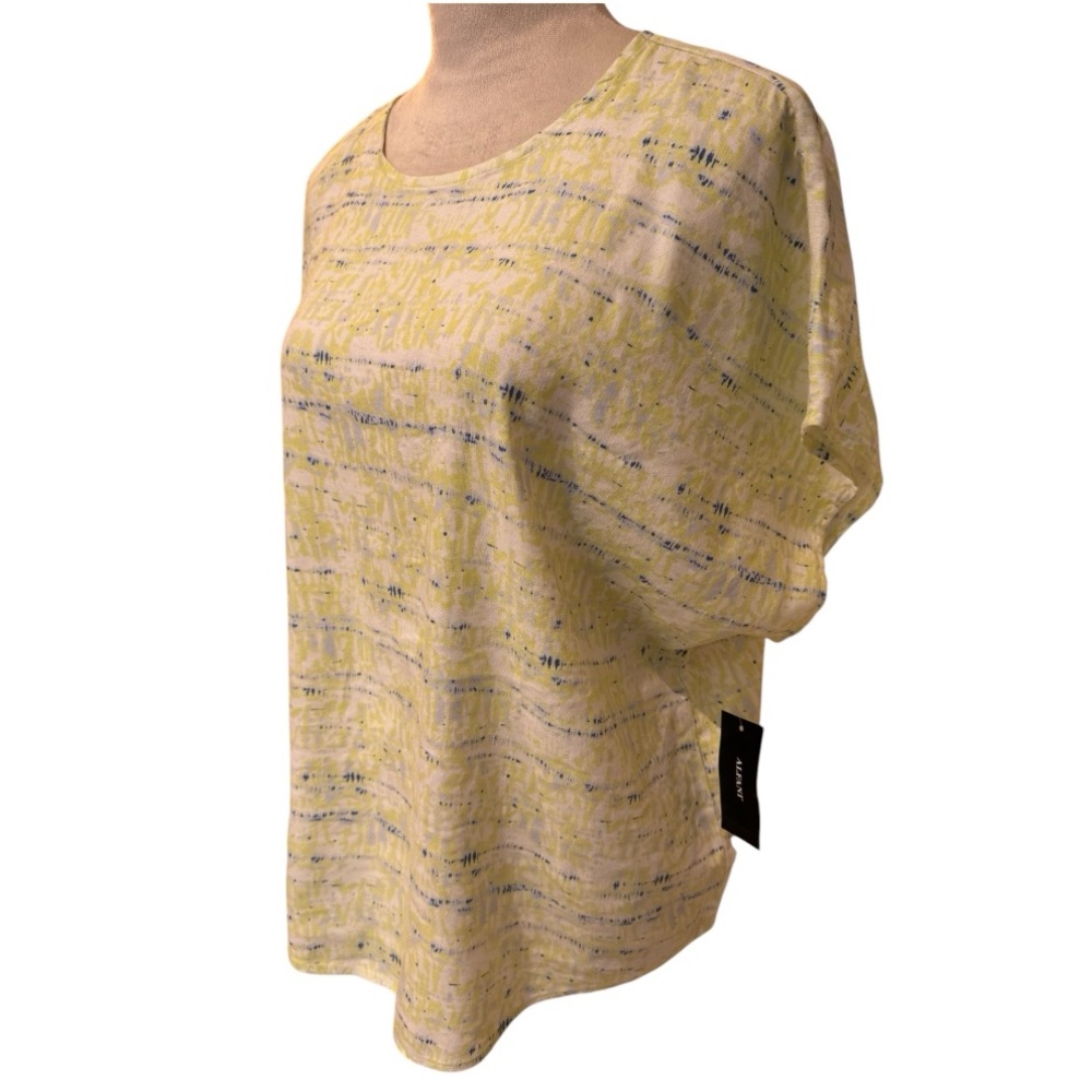 Alfani Linen Blend Dolman Short Sleeve Lime Colored Top Size Large NWT